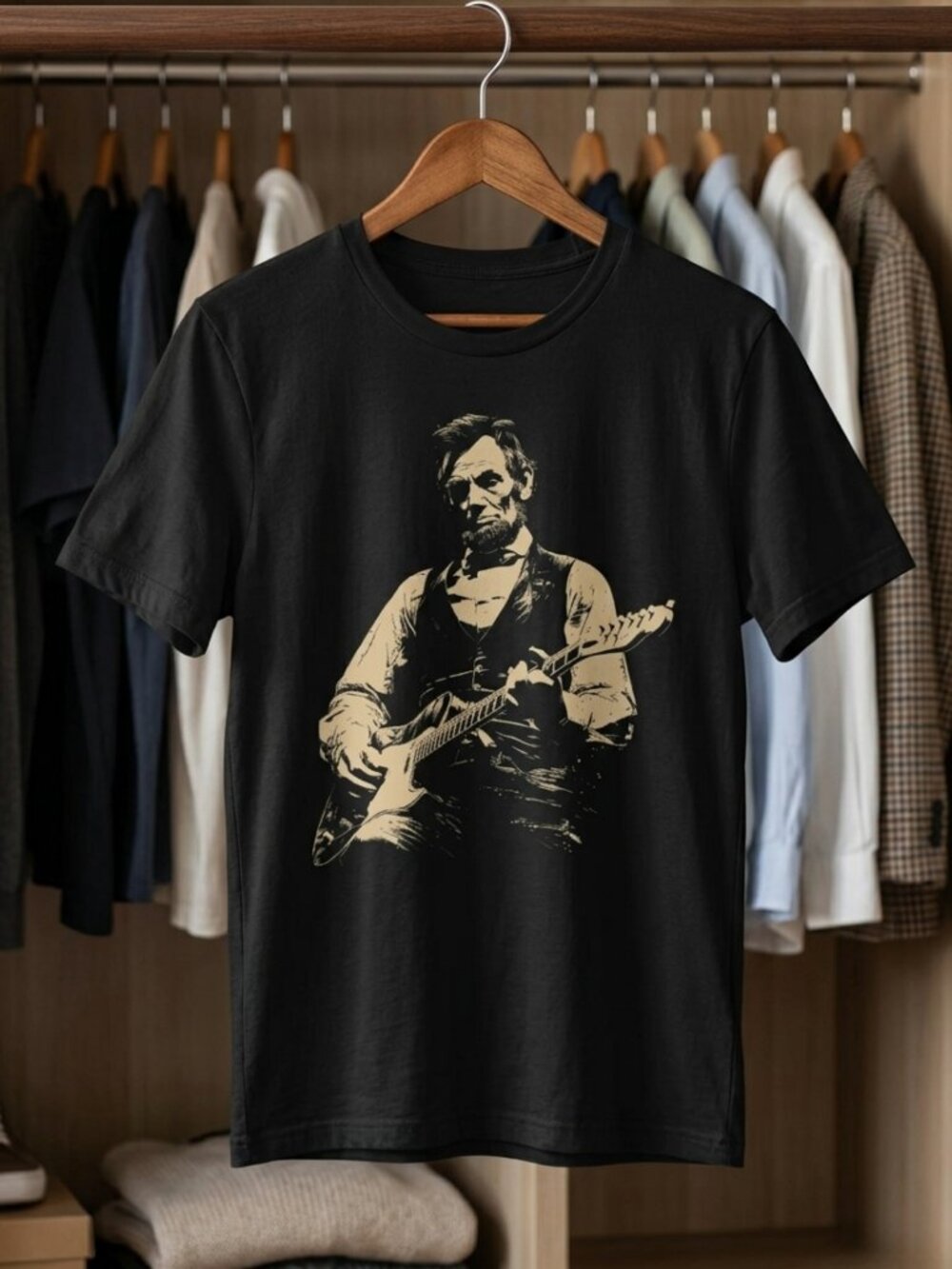 Vintage America's 250th Guitar Graphic Tee Retro Patriotic Rock Band Shirt
